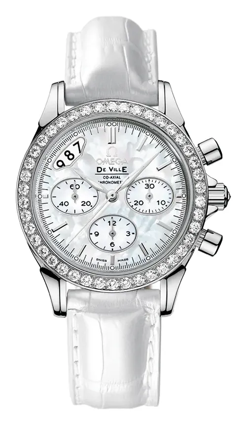 Omega De Ville Co-Axial 35 Chronograph Stainless 422.18.35.50, reference 422.18.35.50.05.002, white dial, stainless steel case