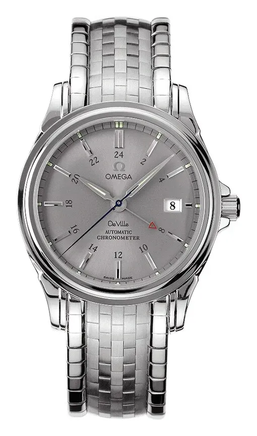 Omega De Ville Co-Axial 38.7 GMT 4533.40.00, reference 4533.40.00, grey dial, stainless steel case