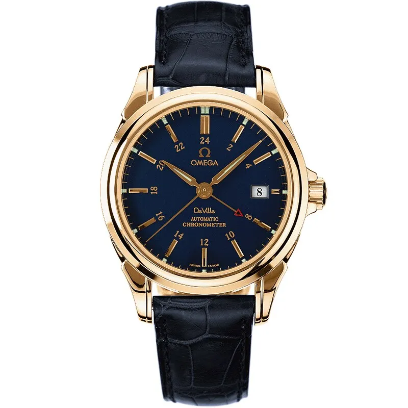 Omega De Ville Co-Axial 38.7 GMT 4633.80.33, reference 4633.80.33, blue dial, yellow gold case