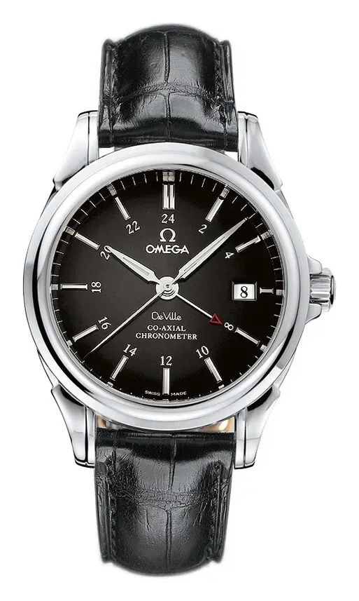 Omega De Ville Co-Axial 38.7 GMT 4833.51.31, reference 4833.51.31, black dial, stainless steel case