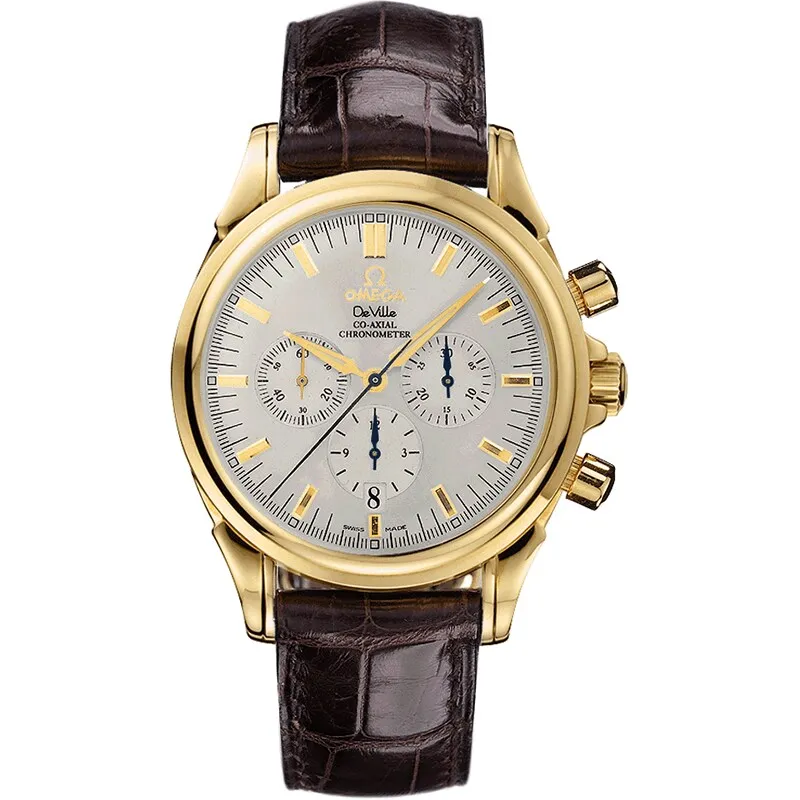Omega De Ville Co-Axial 41 Chronograph 4641.30.32, reference 4641.30.32, silver dial, yellow gold case