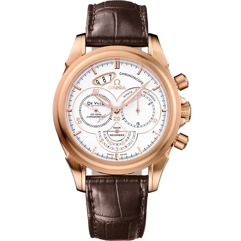 Omega De Ville Co-Axial 41 Chronoscope 422.53.41.50, reference 422.53.41.50.04.001, white dial, rose gold case