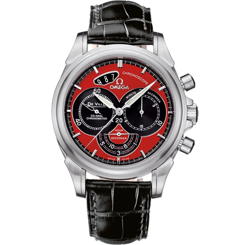 Omega De Ville Co-Axial 41 Chronoscope 4851.61.31, reference 4851.61.31, red dial, stainless steel case