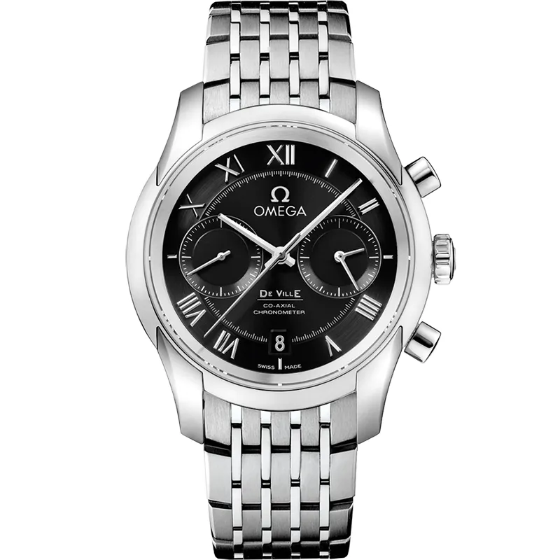Omega De Ville Co-Axial 42 Chronograph 431.10.42.51, reference 431.10.42.51.01.001, black dial, stainless steel case