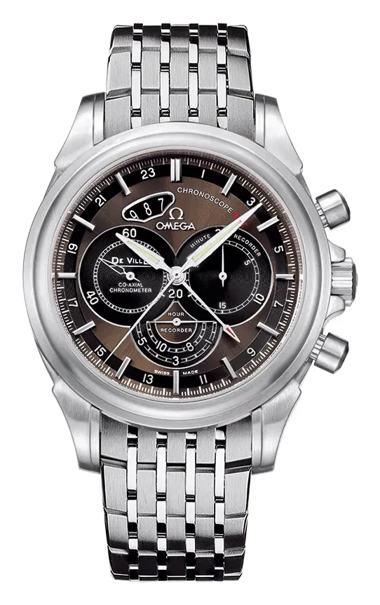 Omega De Ville Co-Axial 44 Chronoscope GMT 422.10.44.52, reference 422.10.44.52.13.001, brown dial, stainless steel case