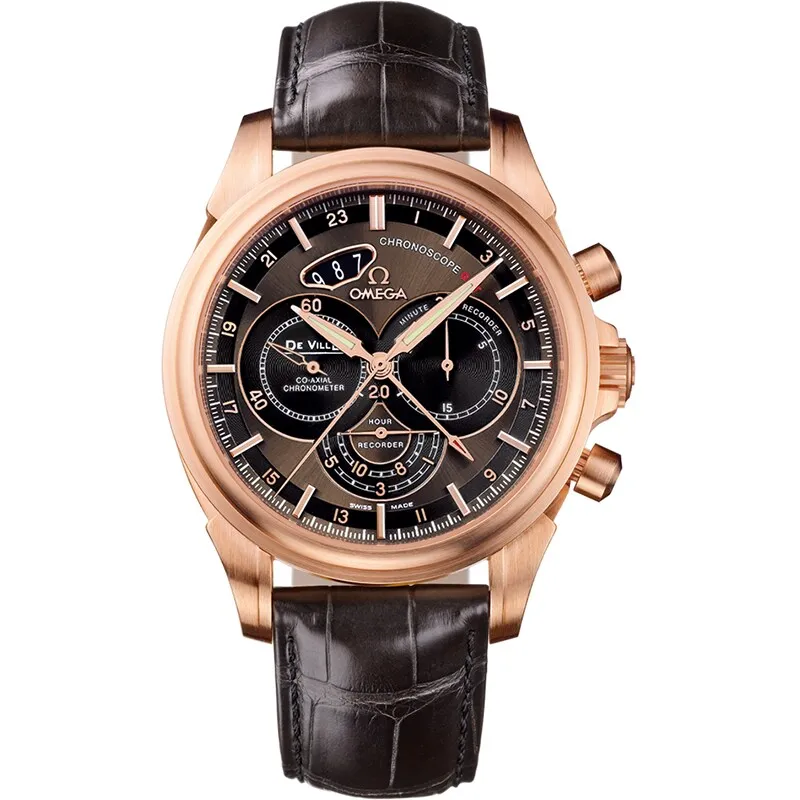 Omega De Ville Co-Axial 44 Chronoscope GMT 422.53.44.52, reference 422.53.44.52.13.001, brown dial, rose gold case