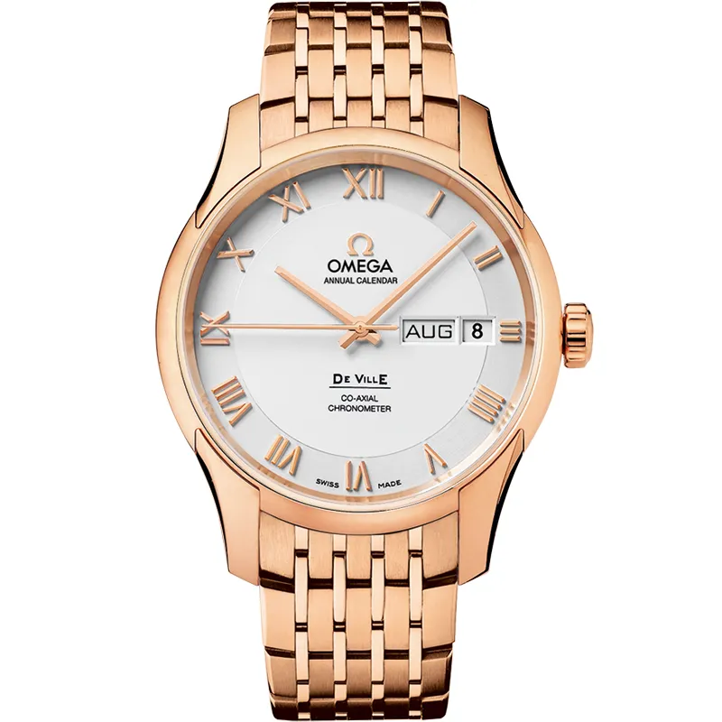 Omega De Ville Co-Axial Annual Calendar 431.50.41.22, reference 431.50.41.22.02.001, silver dial, rose gold case