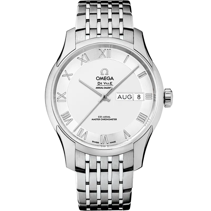 Omega De Ville Hour Vision Master Chronometer Annual Calendar 433.10.41.22, reference 433.10.41.22.02.001, silver dial, stainless steel case