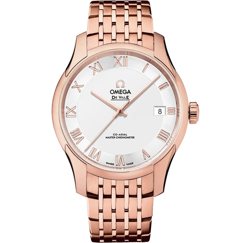 Omega De Ville Hour Vision Master Chronometer 433.50.41.21, reference 433.50.41.21.02.001, silver dial, rose gold case