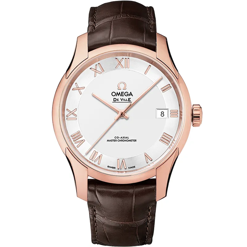 Omega De Ville Hour Vision Master Chronometer 433.53.41.21, reference 433.53.41.21.02.001, silver dial, rose gold case