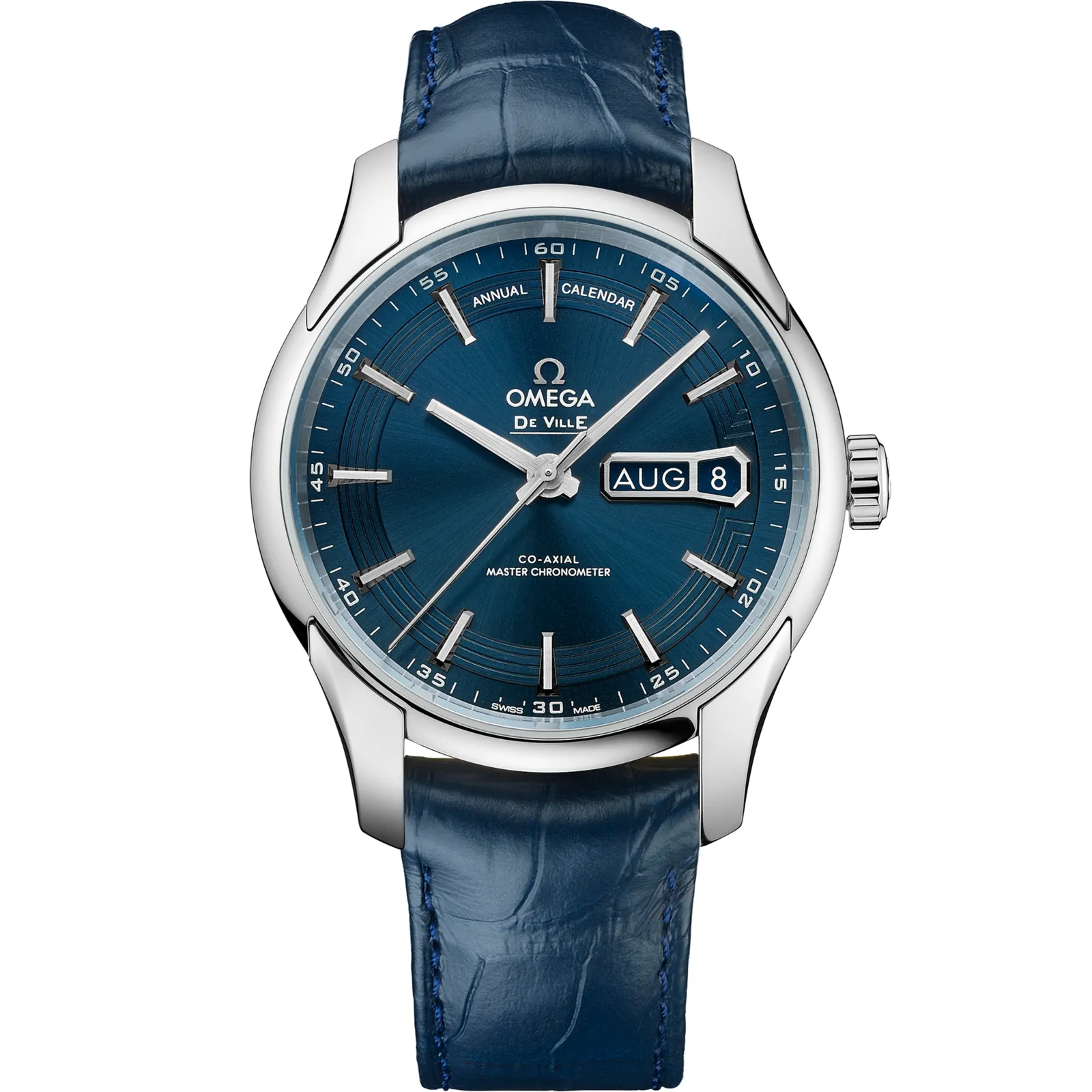 Omega De Ville Hour Vision Master Chronometer Annual Calendar 433.33.41.22, reference 433.33.41.22.03.001, blue dial, stainless steel case