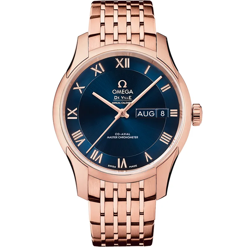 Omega De Ville Hour Vision Master Chronometer Annual Calendar 433.50.41.22, reference 433.50.41.22.03.001, blue dial, rose gold case
