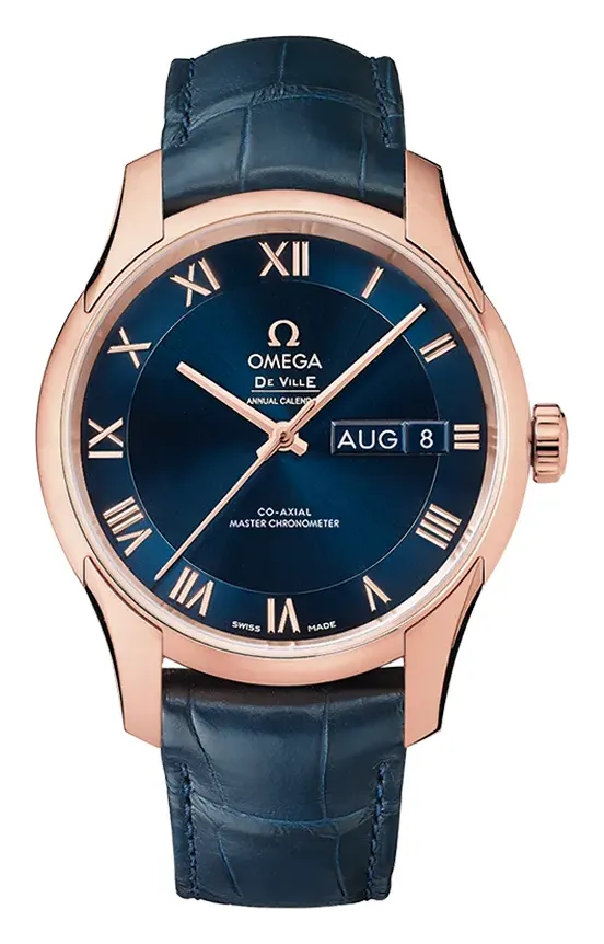 Omega De Ville Hour Vision Master Chronometer Annual Calendar 433.53.41.22, reference 433.53.41.22.03.001, blue dial, rose gold case
