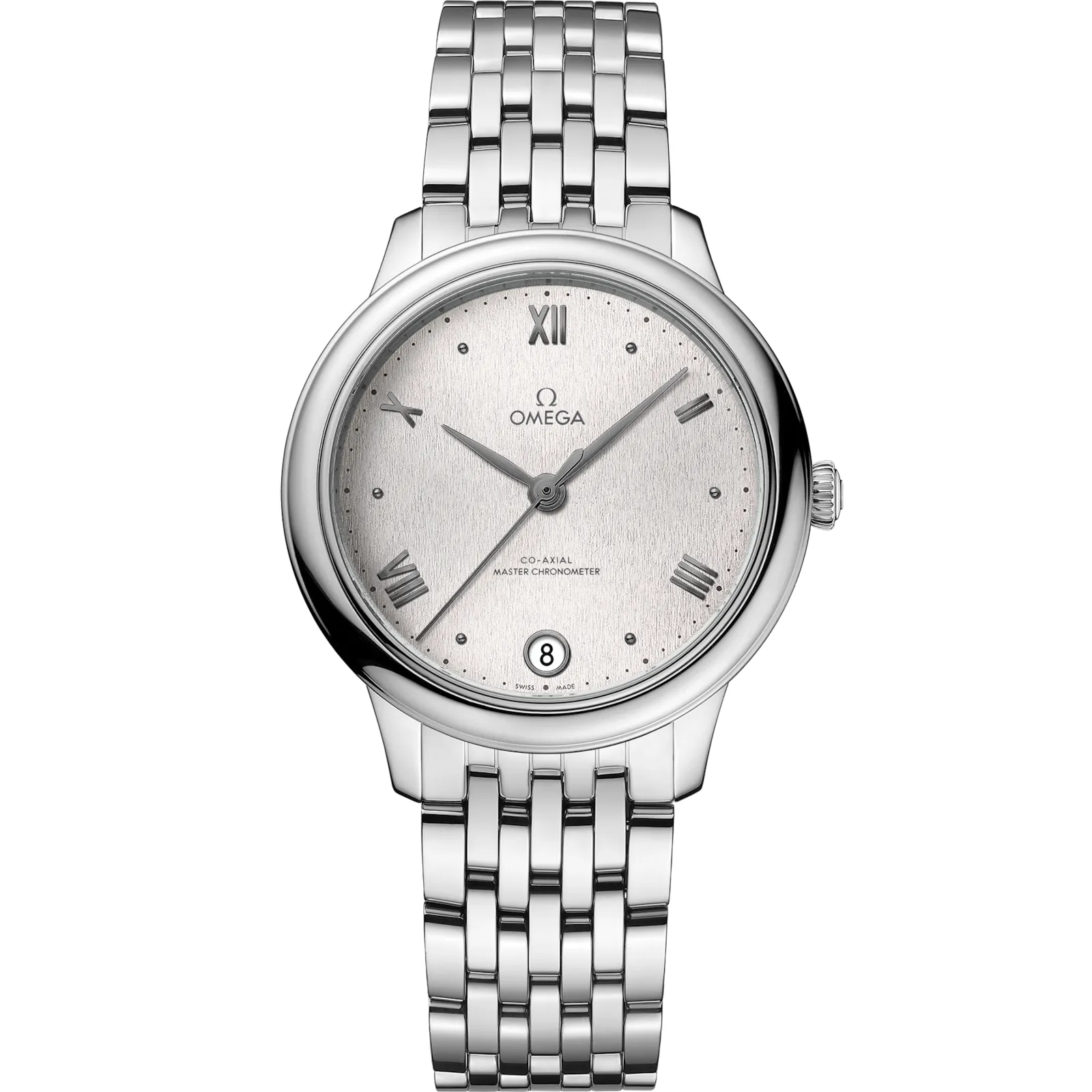 Omega De Ville Master Chronometer 34 434.10.34.20, reference 434.10.34.20.02.001, silver dial, stainless steel case