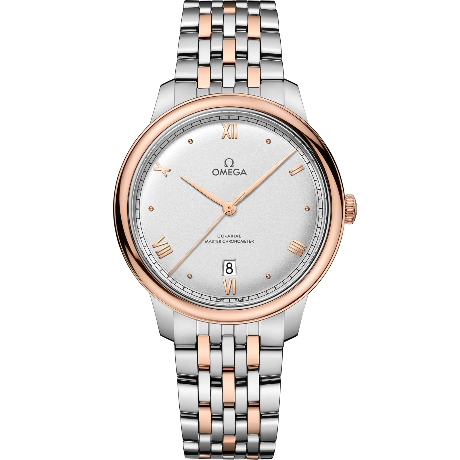 Omega De Ville Master Chronometer Stainless 434.20.40.20, reference 434.20.40.20.02.001, silver dial, stainless steel and rose gold case