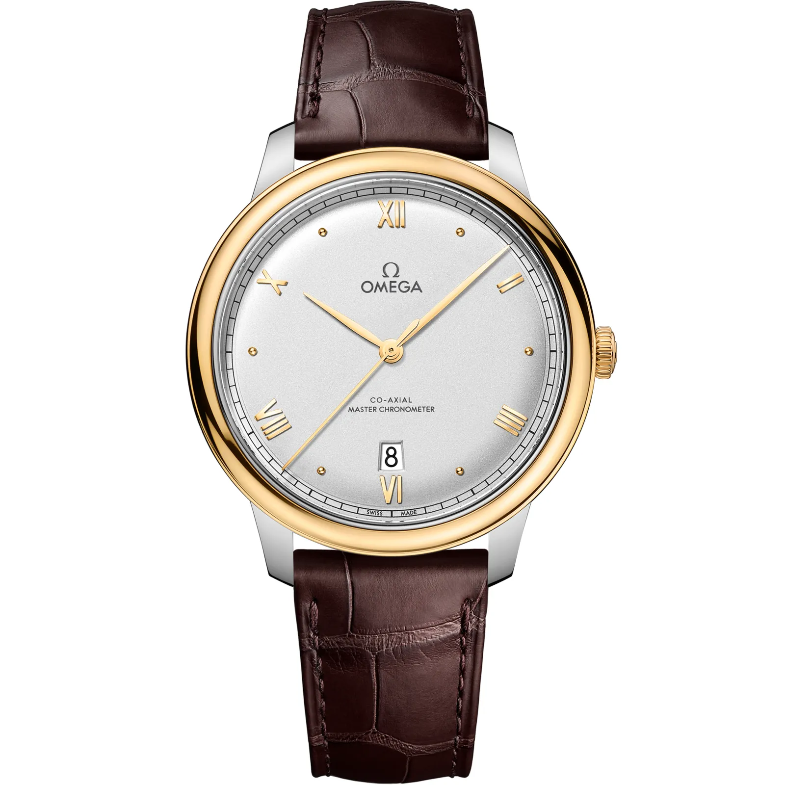 Omega De Ville Master Chronometer Stainless 434.23.40.20, reference 434.23.40.20.02.002, silver dial, stainless steel and yellow gold case