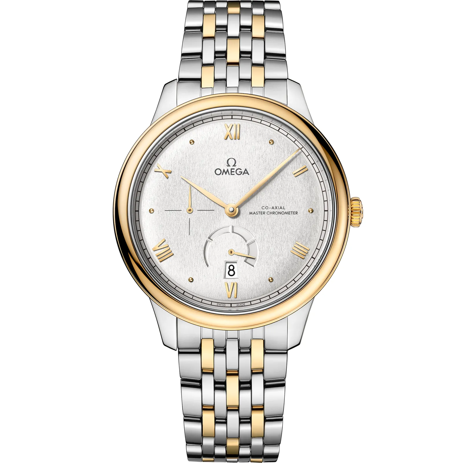 Omega De Ville Power Reserve Master Chronometer Stainless 434.20.41.21, reference 434.20.41.21.02.001, silver dial, stainless steel and yellow gold case