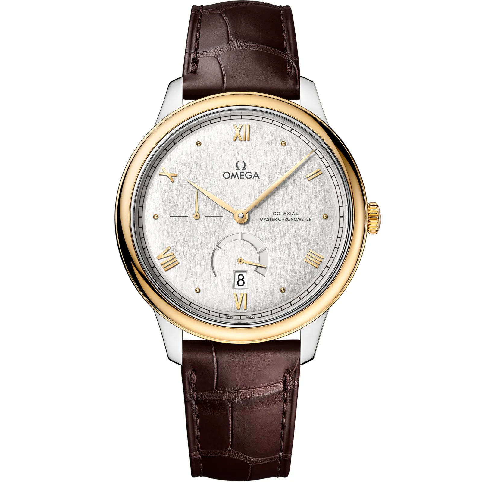 Omega De Ville Power Reserve Master Chronometer Stainless 434.23.41.21, reference 434.23.41.21.02.001, silver dial, stainless steel and yellow gold case
