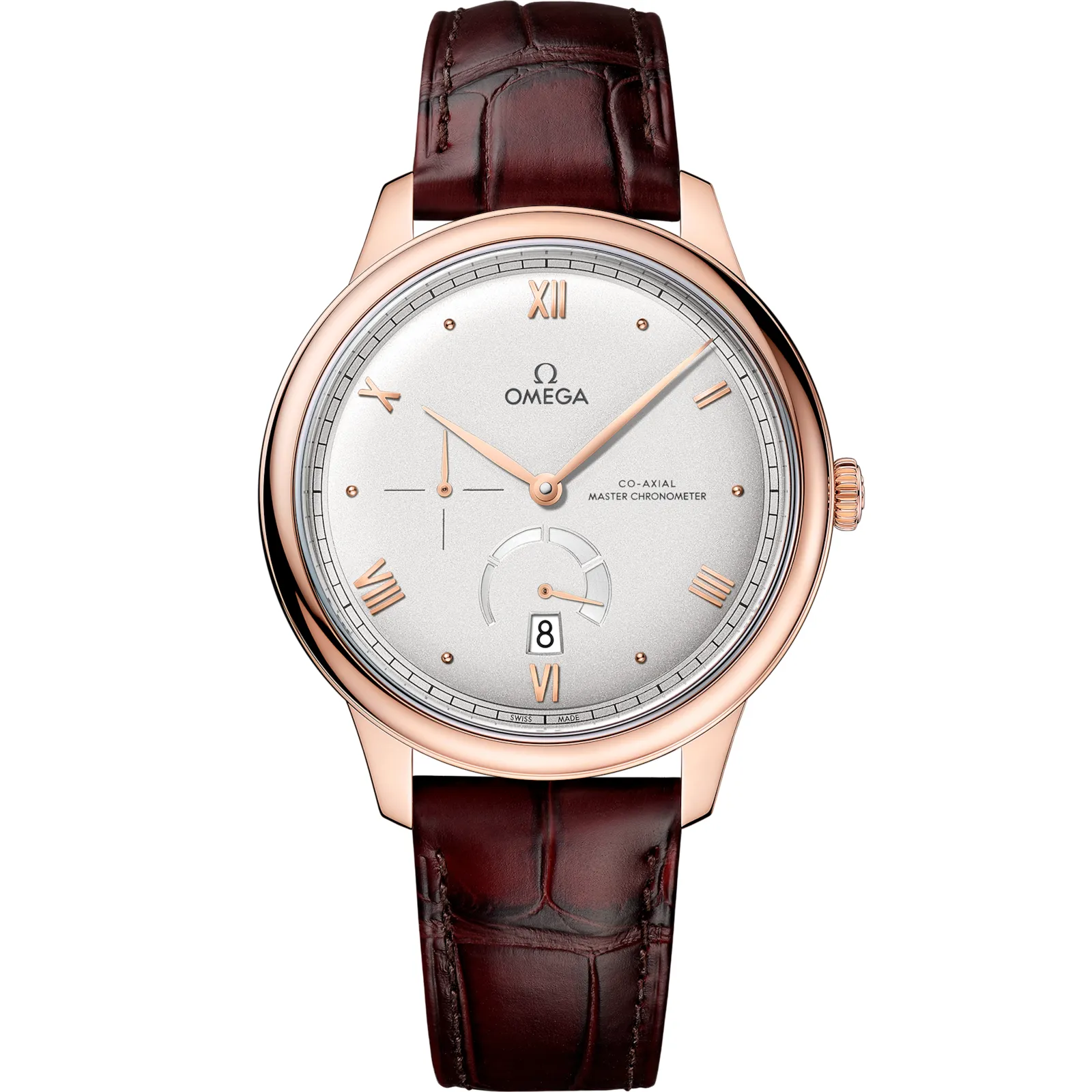 Omega De Ville Power Reserve Master Chronometer 434.53.41.21, reference 434.53.41.21.02.001, silver dial, rose gold case