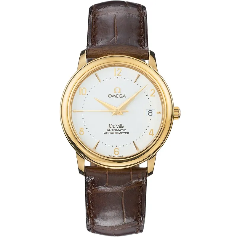 Omega De Ville Prestige Automatic 34.7 4600.30.02, reference 4600.30.02, white dial, yellow gold case