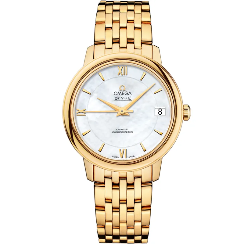 Omega De Ville Prestige Co-Axial 32.7 424.50.33.20, reference 424.50.33.20.05.001, white dial, yellow gold case