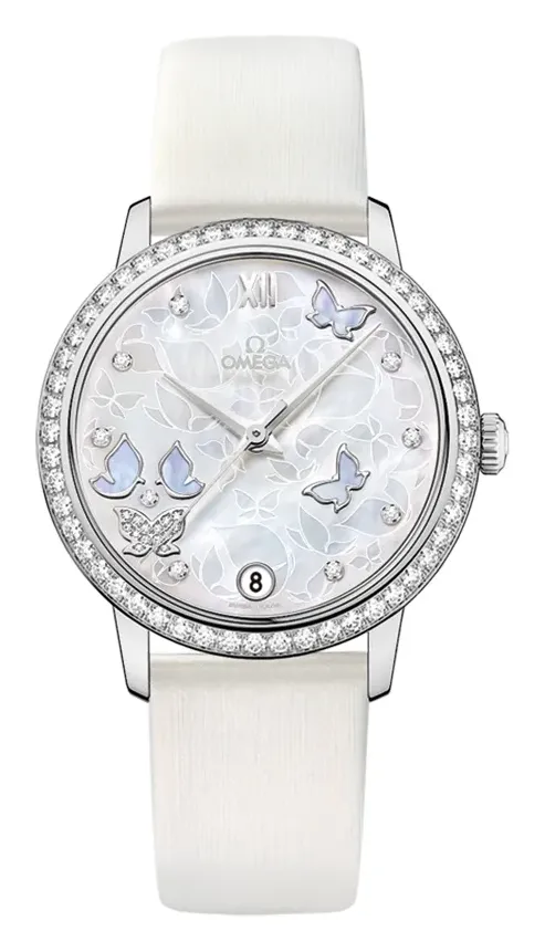 Omega De Ville Prestige Co-Axial 32.7 424.57.33.20, reference 424.57.33.20.55.001, white dial, white gold case