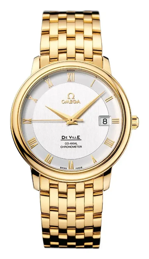 Omega De Ville Prestige Co-Axial 36.5 4174.31.00, reference 4174.31.00, silver dial, yellow gold case