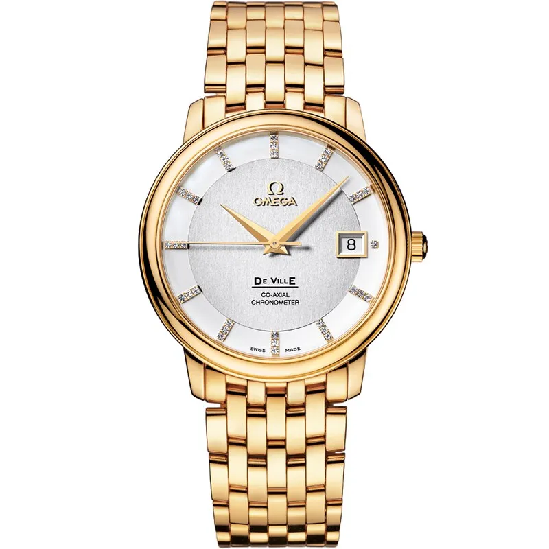 Omega De Ville Prestige Co-Axial 36.5 4174.35.00, reference 4174.35.00, silver dial, yellow gold case
