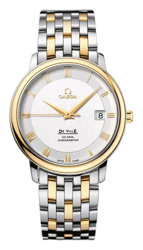 Omega De Ville Prestige Co-Axial 36.5 4374.31.00, reference 4374.31.00, silver dial, stainless steel and yellow gold case
