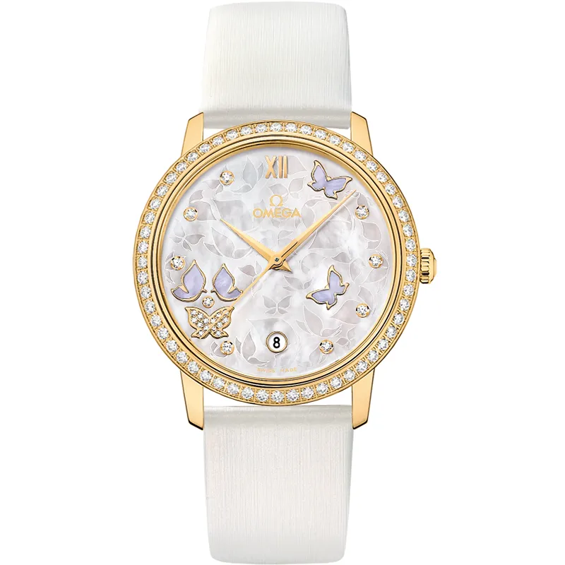 Omega De Ville Prestige Co-Axial 36.8 424.57.37.20, reference 424.57.37.20.55.001, white dial, yellow gold case