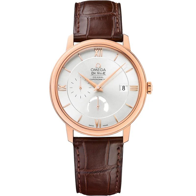 Omega De Ville Prestige Co-Axial 39.5 Power Reserve 424.53.40.21, reference 424.53.40.21.02.001, silver dial, rose gold case