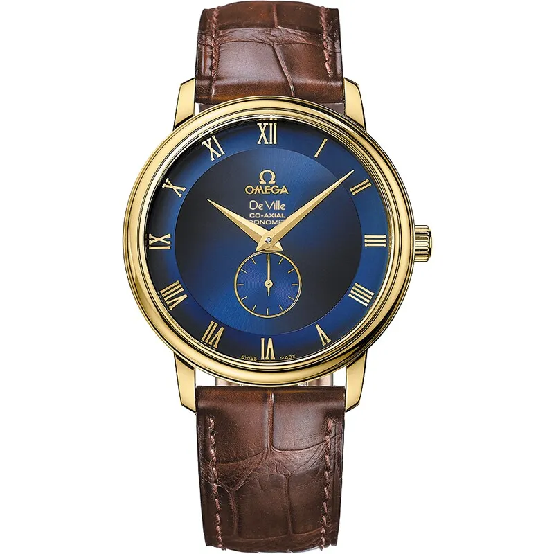 Omega De Ville Prestige Co-Axial 39 Small Seconds 4613.80.02, reference 4613.80.02, blue dial, yellow gold case