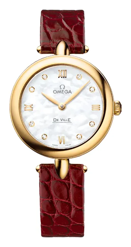Omega De Ville Prestige Dewdrop Quartz 27.4 424.53.27.60, reference 424.53.27.60.55.001, white dial, yellow gold case