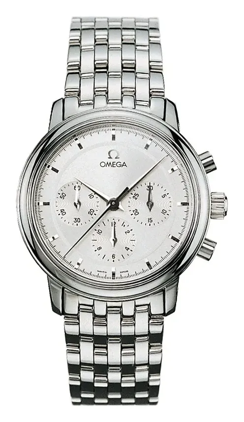 Omega De Ville Prestige Hand Wound 36.1 Chronograph, reference 4540.31.00, silver dial, stainless steel case