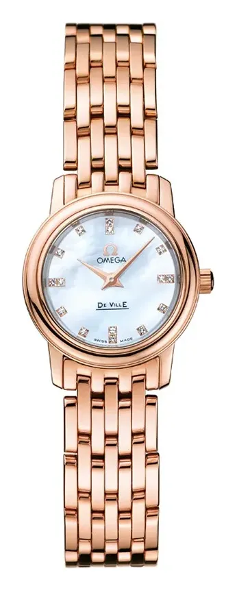 Omega De Ville Prestige Quartz 22 4116.75.00, reference 4116.75.00, white dial, rose gold case