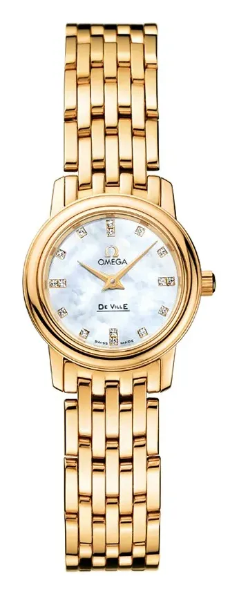 Omega De Ville Prestige Quartz 22 4170.76.00, reference 4170.76.00, white dial, yellow gold case