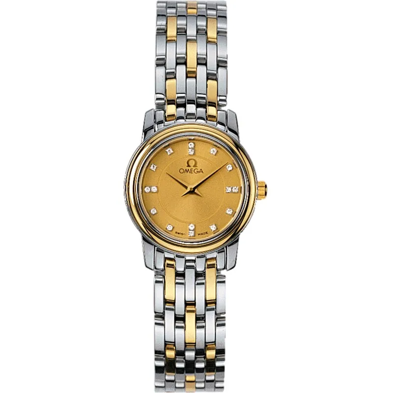 Omega De Ville Prestige Quartz 22 4370.15.00, reference 4370.15.00, yellow dial, stainless steel and yellow gold case