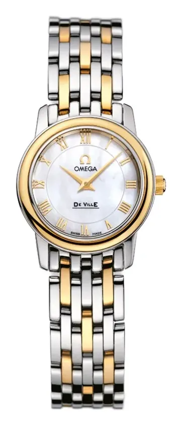 Omega De Ville Prestige Quartz 22 4370.71.00, reference 4370.71.00, white dial, stainless steel and yellow gold case