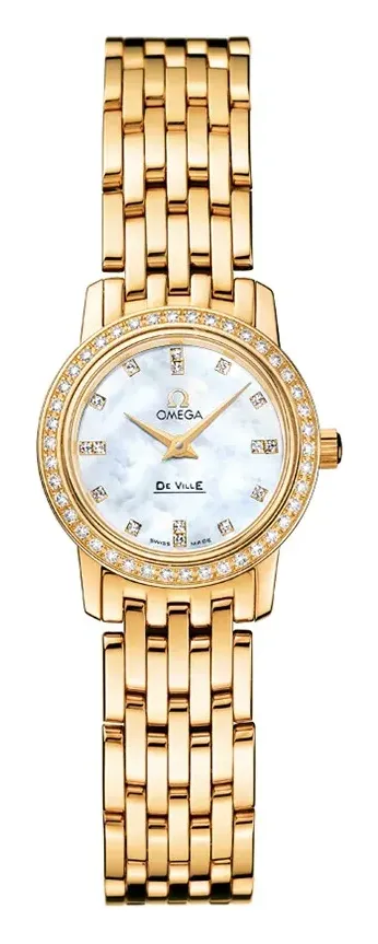 Omega De Ville Prestige Quartz 22 Yellow, reference 4175.76.00, white dial, yellow gold case