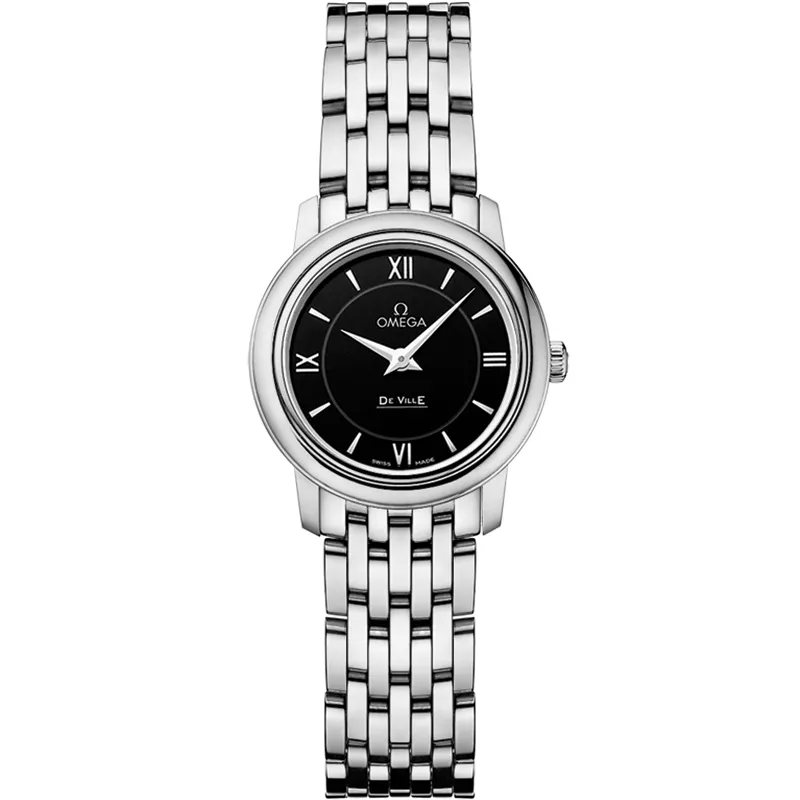 Omega De Ville Prestige Quartz 24.4 424.10.24.60, reference 424.10.24.60.01.001, black dial, stainless steel case