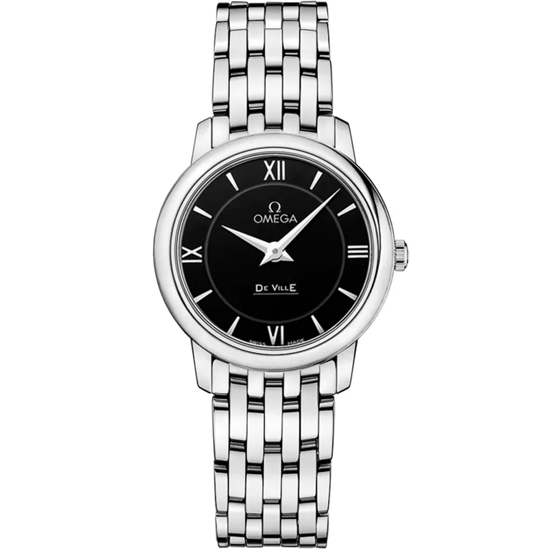 Omega De Ville Prestige Quartz 27.4 424.10.27.60, reference 424.10.27.60.01.001, black dial, stainless steel case