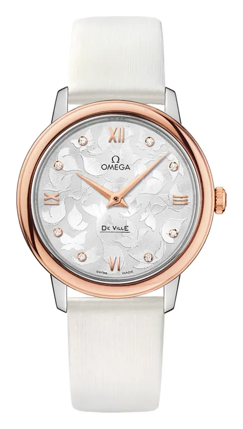 Omega De Ville Prestige Quartz 32.7, reference 424.22.33.60.52.001, silver dial, stainless steel and rose gold case
