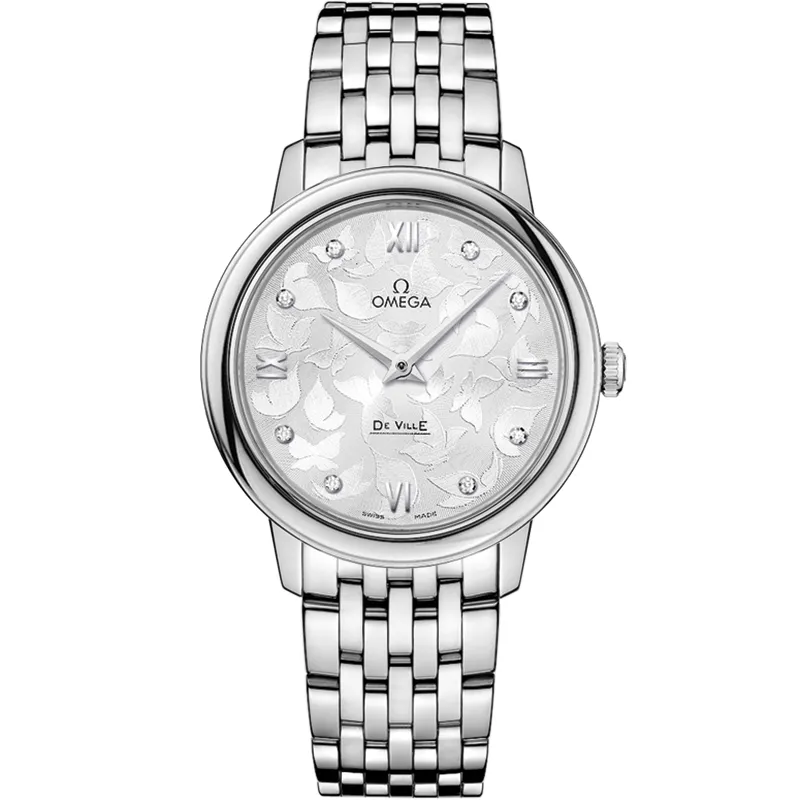Omega De Ville Prestige Quartz 32.7 Butterfly 424.10.33.60, reference 424.10.33.60.52.001, silver dial, stainless steel case