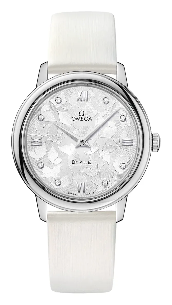 Omega De Ville Prestige Quartz 32.7 Butterfly 424.12.33.60, reference 424.12.33.60.52.001, silver dial, stainless steel case