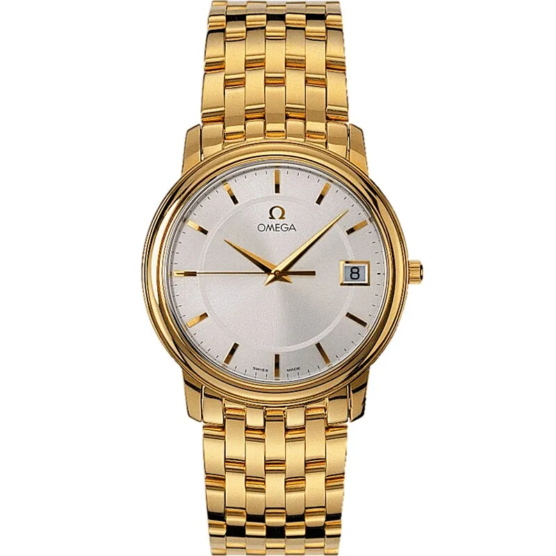 Omega De Ville Prestige Quartz 34.4 4110.31.00, reference 4110.31.00, silver dial, yellow gold case
