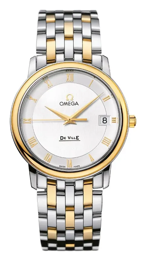 Omega De Ville Prestige Quartz 34.4 4310.32.00, reference 4310.32.00, silver dial, stainless steel and yellow gold case