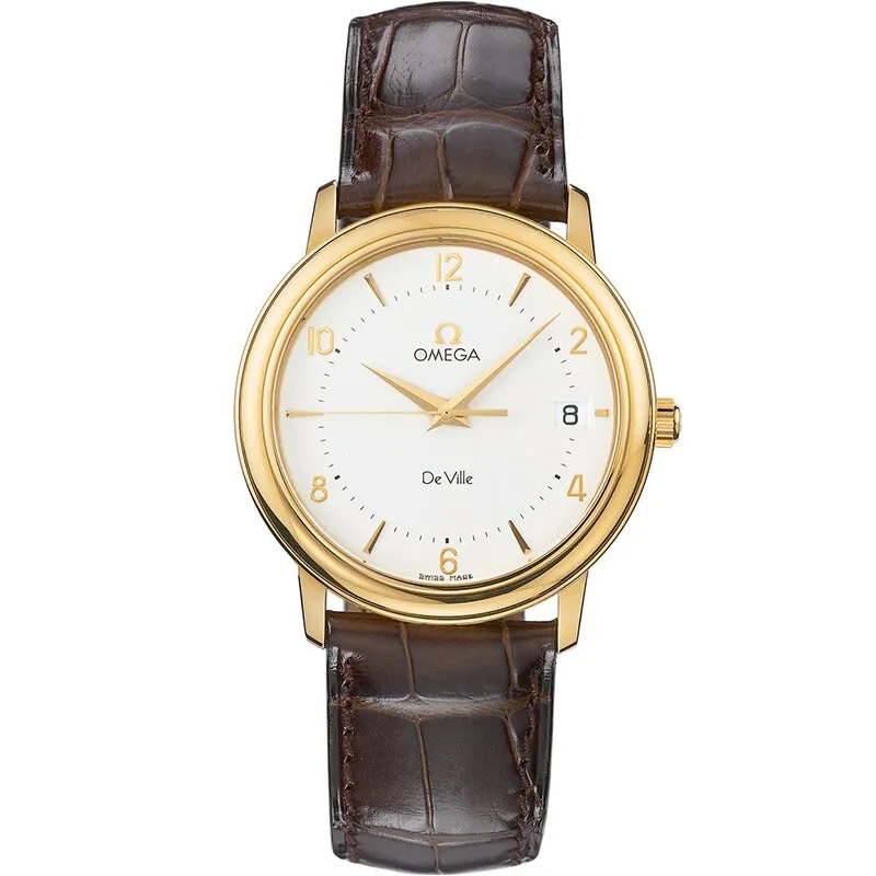 Omega De Ville Prestige Quartz 34.4 4610.30.02, reference 4610.30.02, white dial, yellow gold case