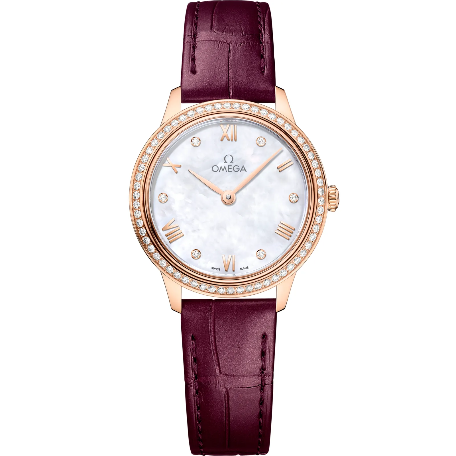 Omega De Ville Quartz 27.5 Sedna 434.58.28.60, reference 434.58.28.60.55.001, white dial, rose gold case