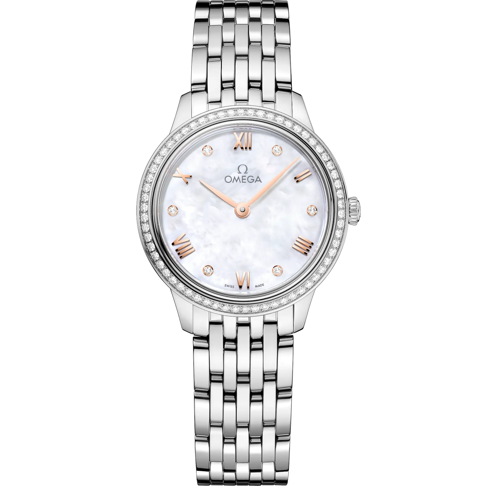 Omega De Ville Quartz 27.5 Stainless 434.15.28.60, reference 434.15.28.60.55.001, white dial, stainless steel case