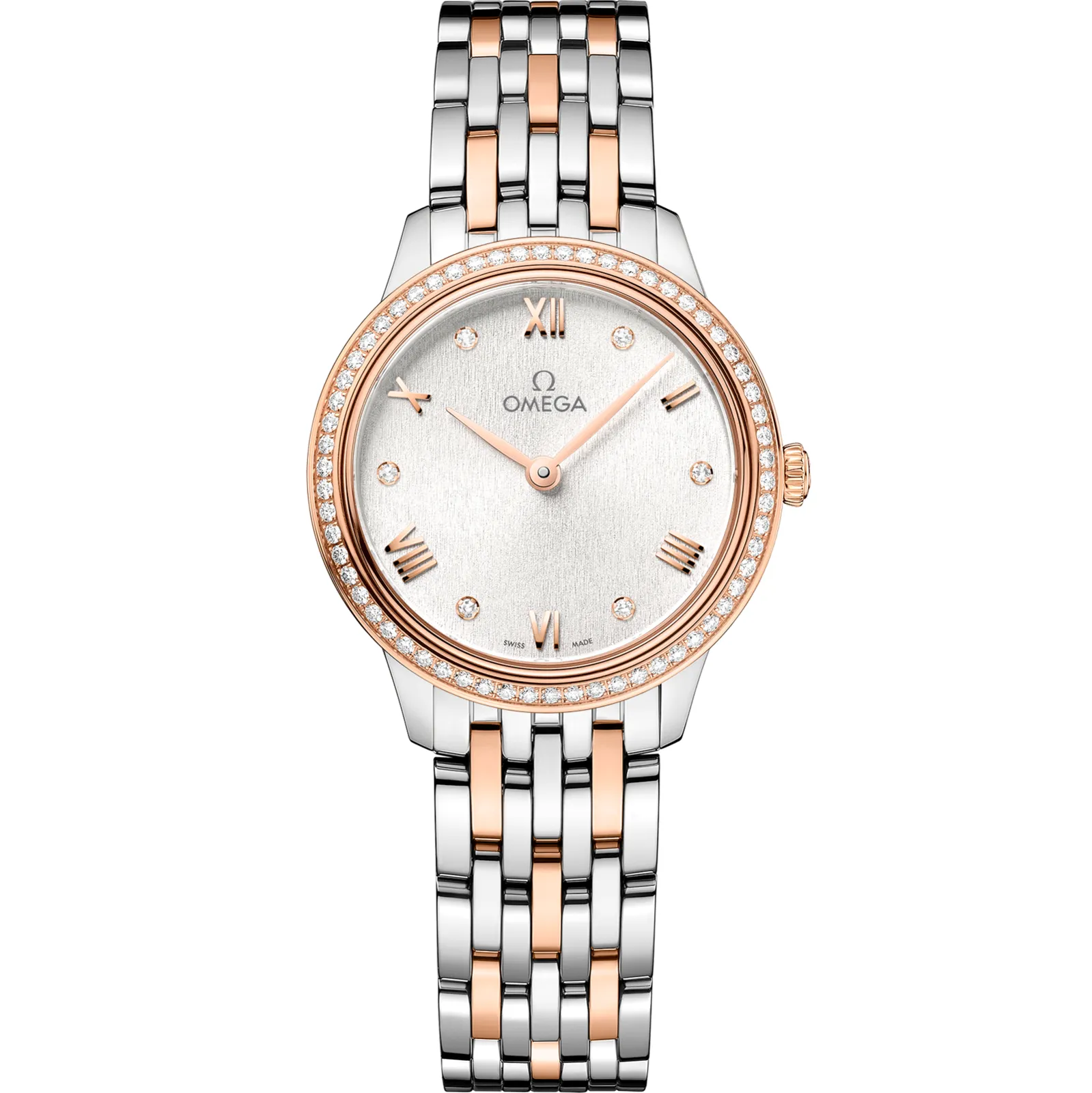 Omega De Ville Quartz 27.5 Stainless Steel - Sedna, reference 434.25.28.60.52.001, silver dial, stainless steel and rose gold case